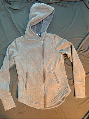 Athleta kozy karma moto fleece hooded jacket Gray Plush Zip Hoodie